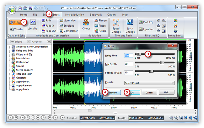 add echo effect to mp3 online