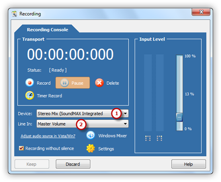 Select Recording Device and Sound Source