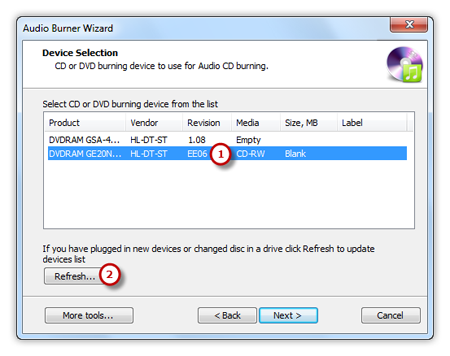 Select Usable Burning Device