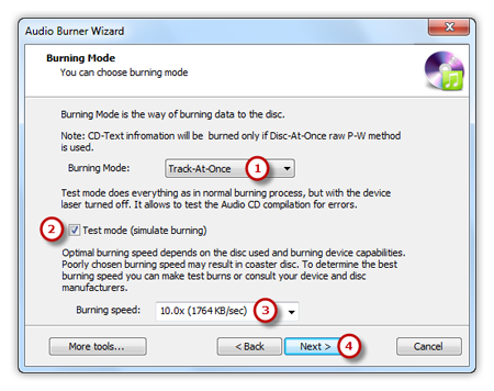 Select Burning Mode and Burning Speed