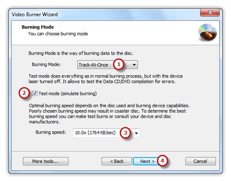 Select Burning Mode and Burning Speed