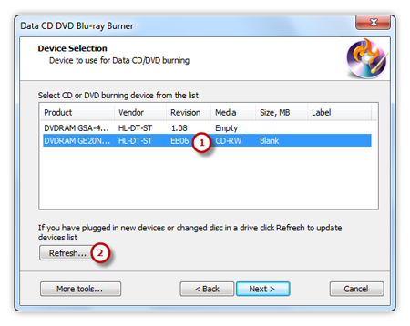 Select Usable Burning Device