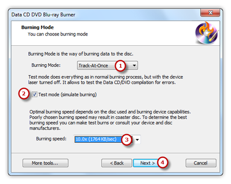 Select Burning Mode and Burning Speed