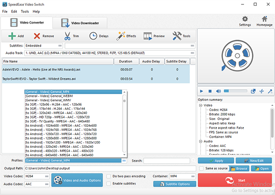 Choose Quality Presets & Codec